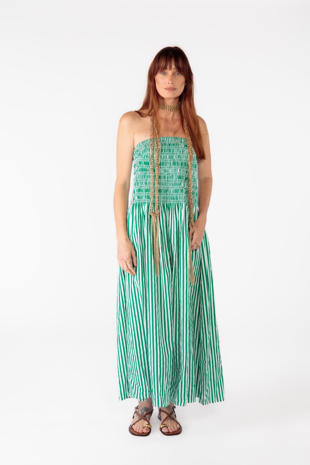 Obbo Strapless Maxi Green