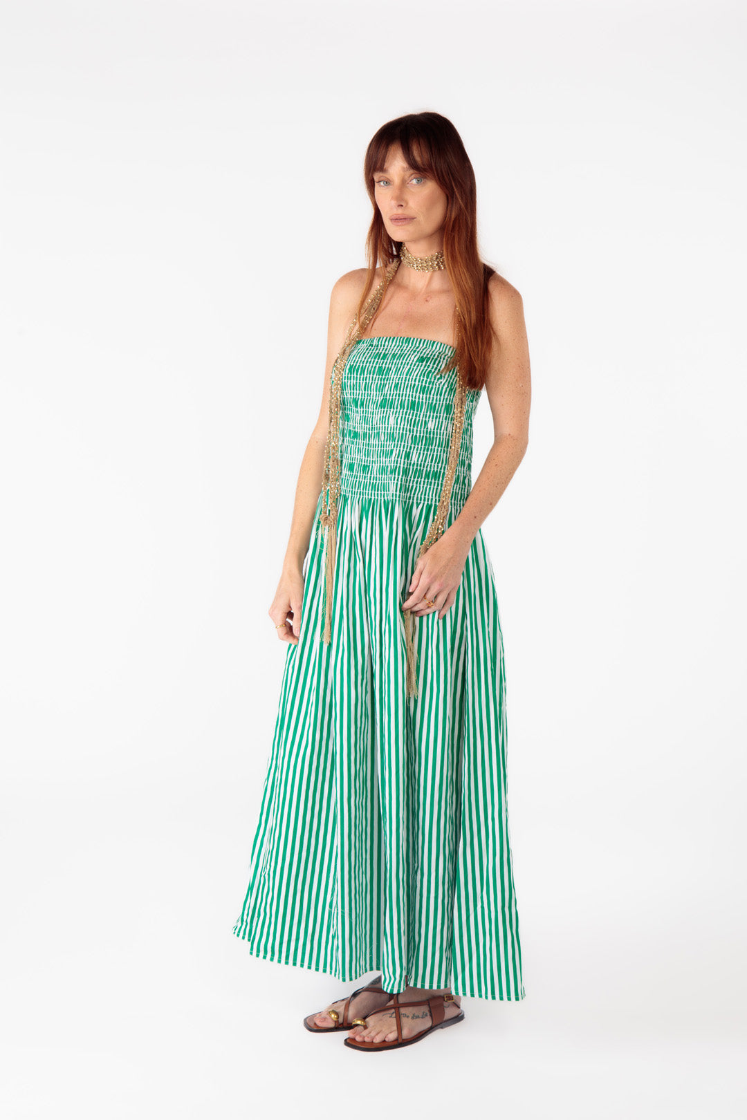 Obbo Strapless Maxi Green