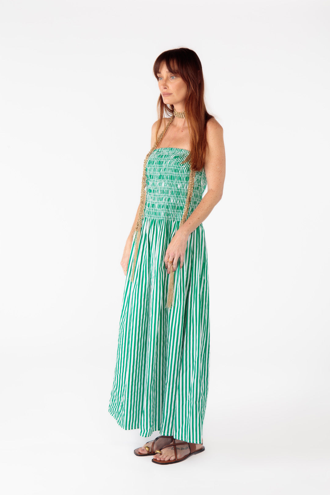 Obbo Strapless Maxi Green