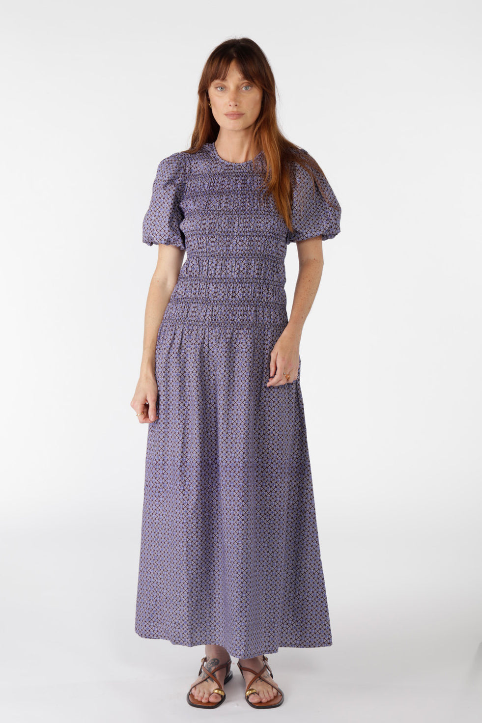 Aava Shirred Dress Navy