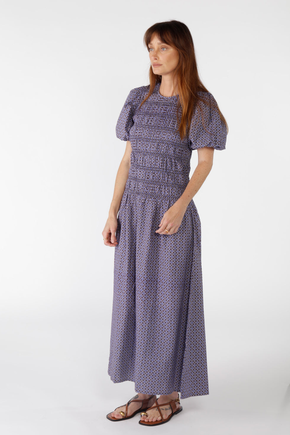 Aava Shirred Dress Navy