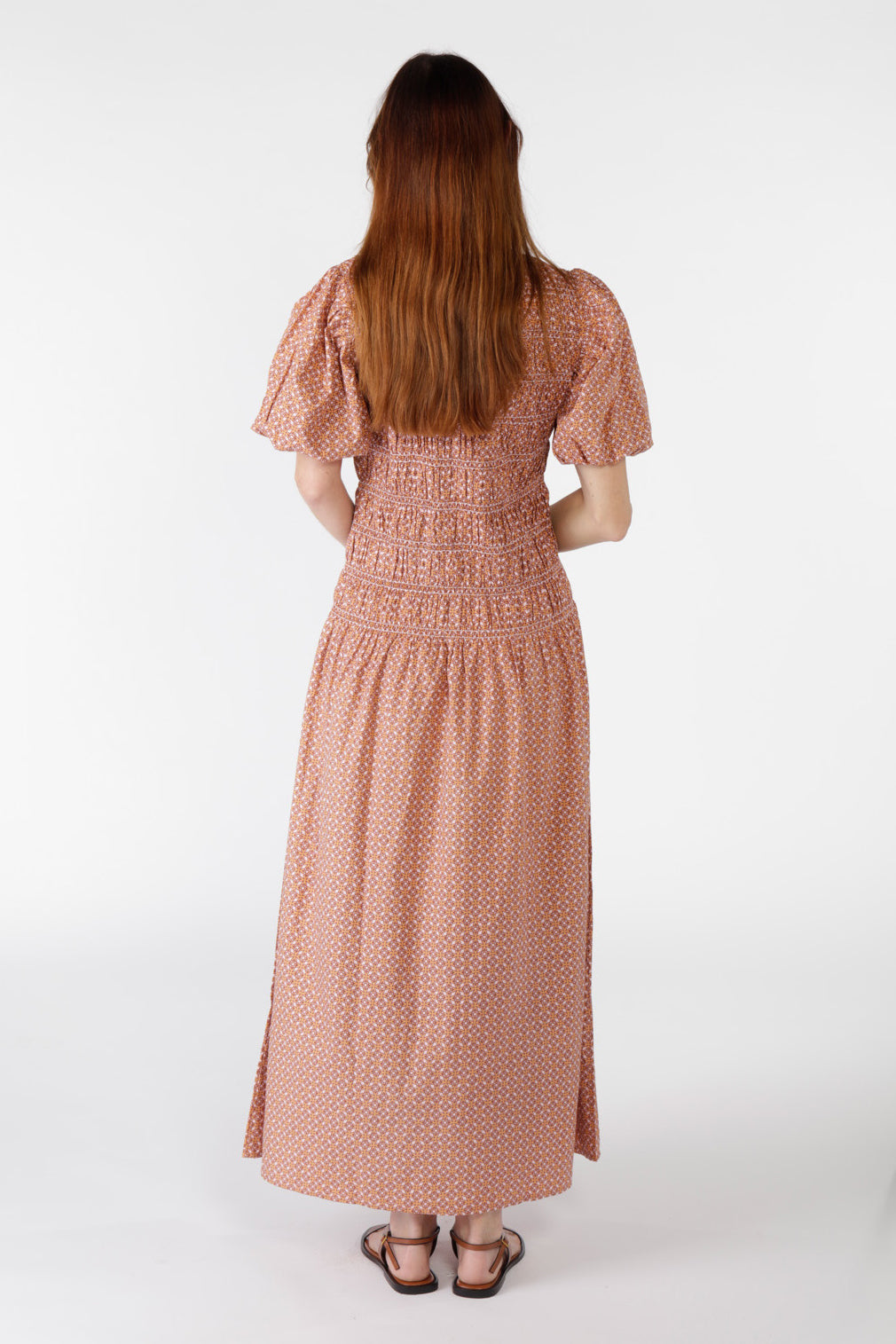 Aava Shirred Dress Orange
