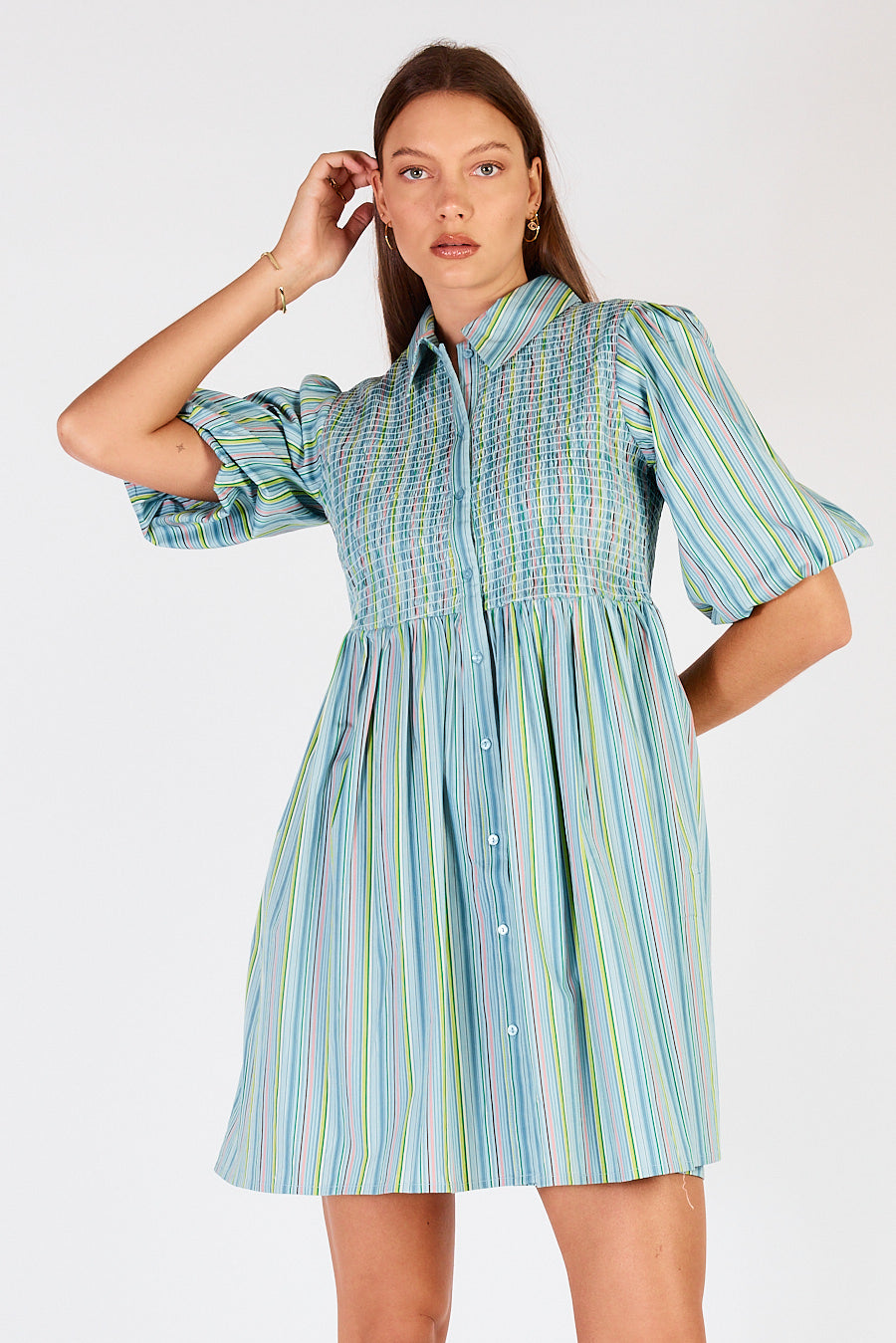Pastille Shirred Mini Blue