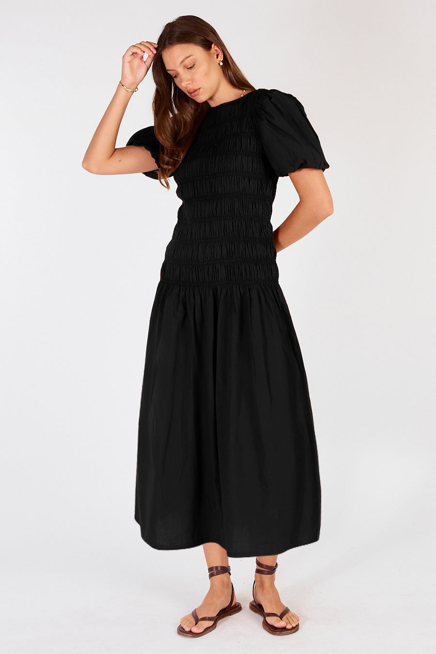 Pyke Shirred Maxi Black