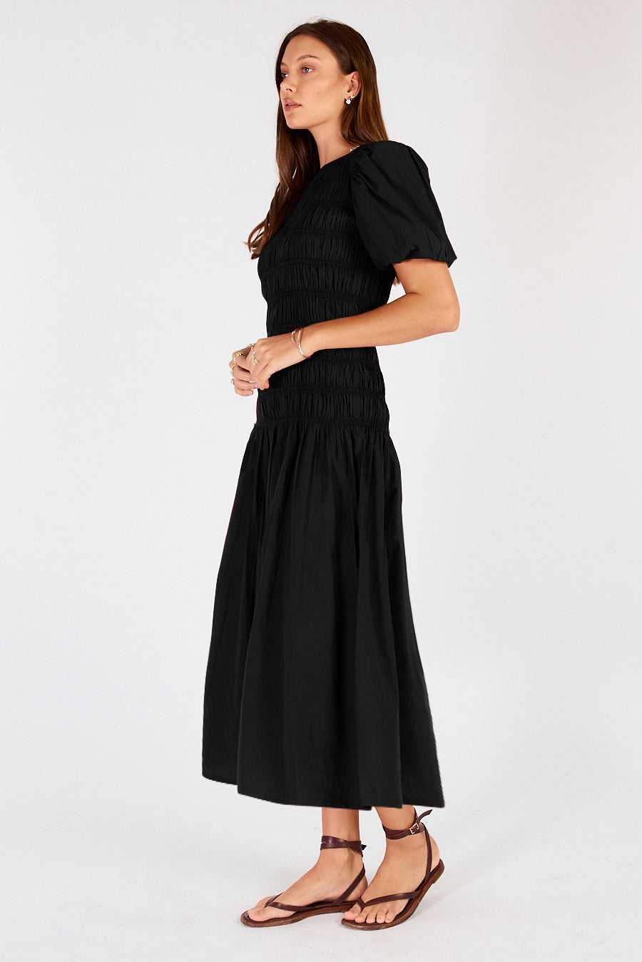 Pyke Shirred Maxi Black