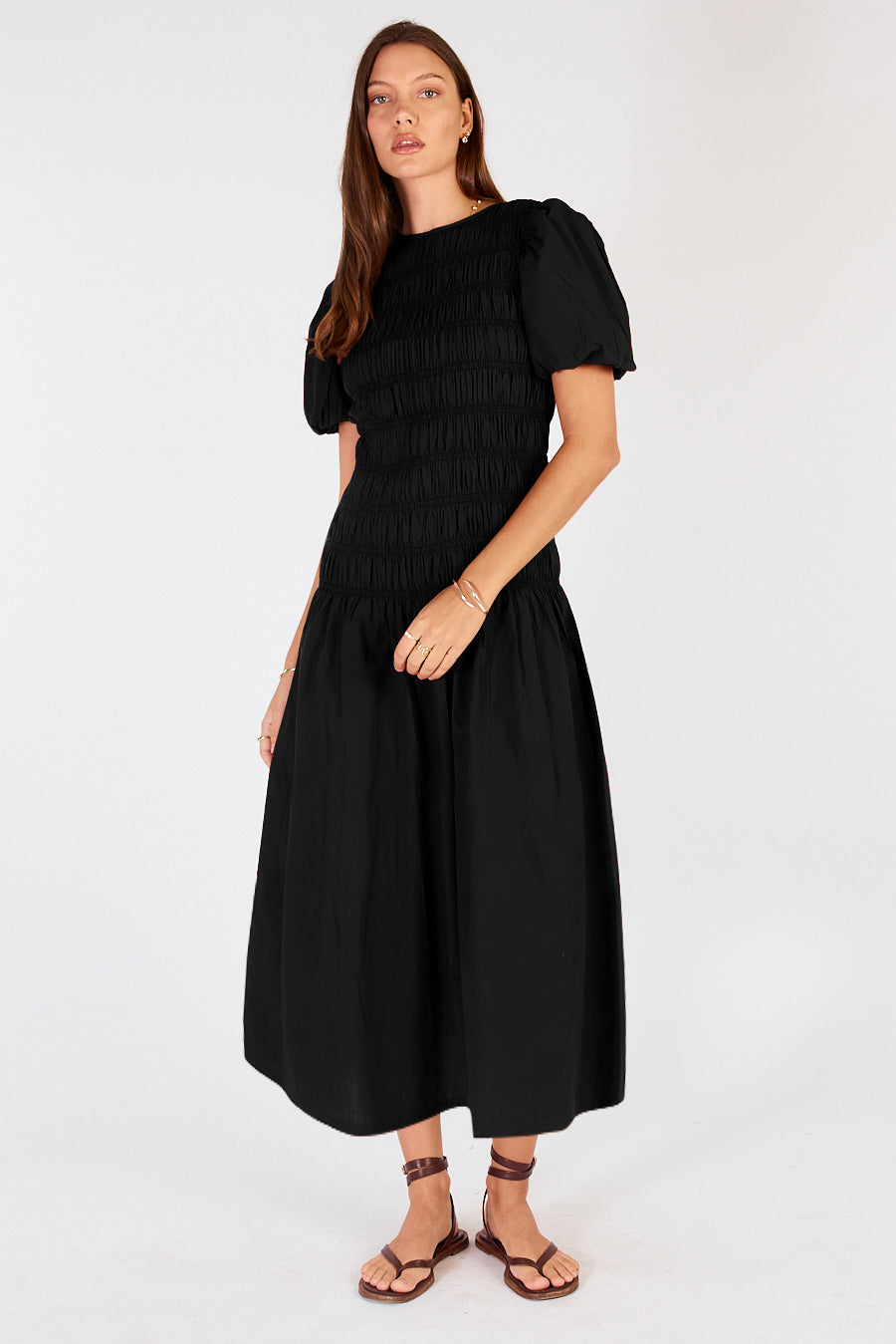Pyke Shirred Maxi Black