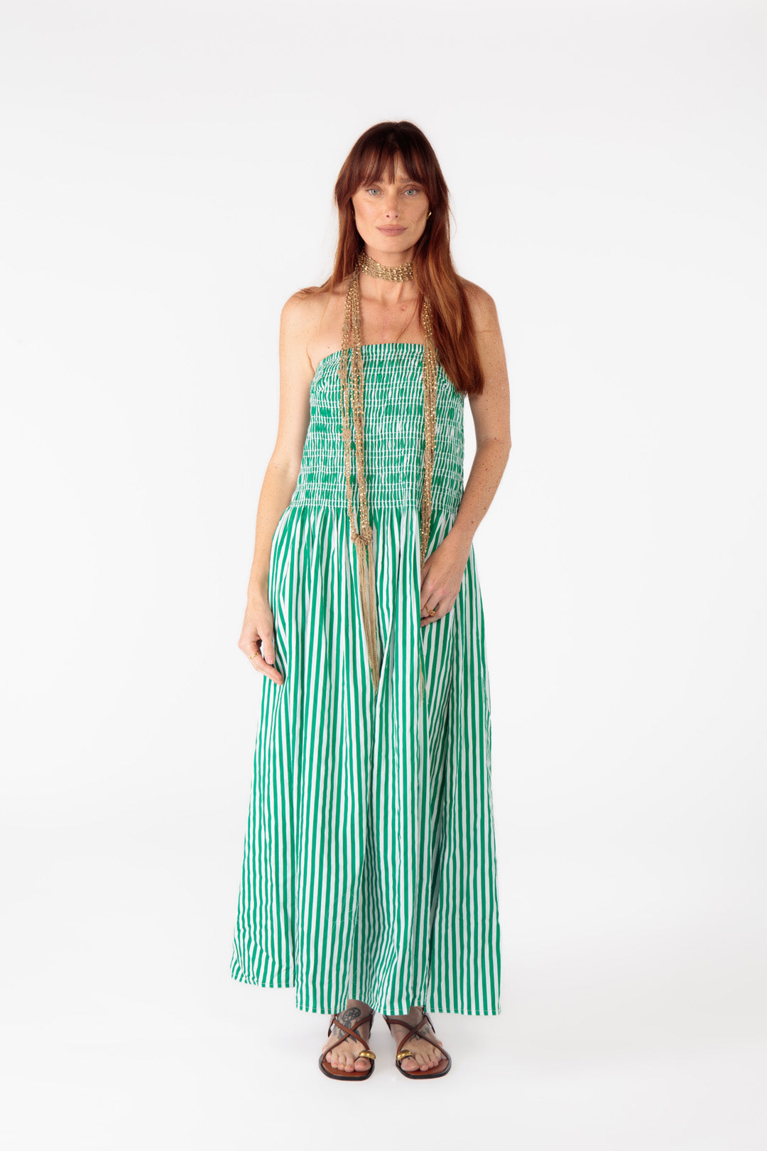 Obbo Strapless Maxi Green