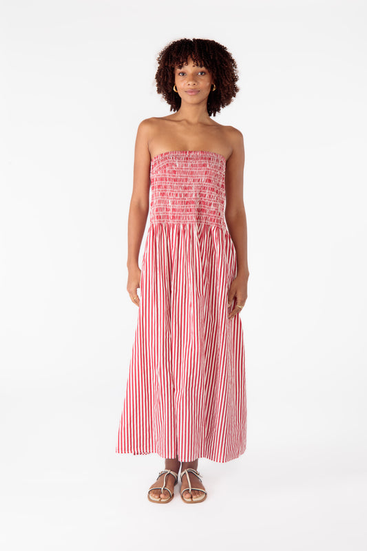 Obbo Strapless Maxi Red