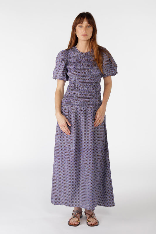 Aava Shirred Dress Navy