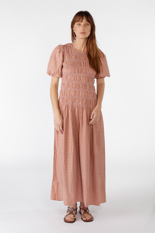 Aava Shirred Dress Orange