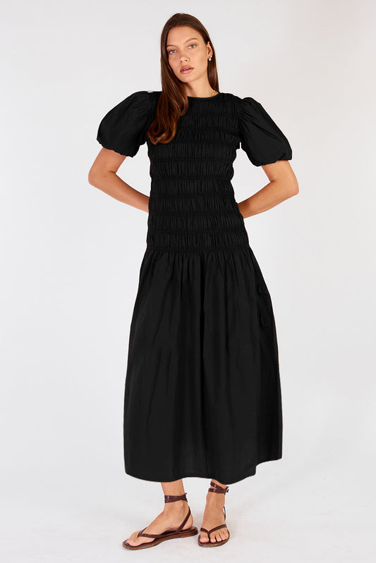 Pyke Shirred Maxi Black